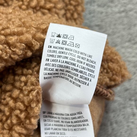 Y2K American Eagle Sweater Women's Large Brown Sherpa Crewneck Warm Cozy Cottage - Picture 8 of 10